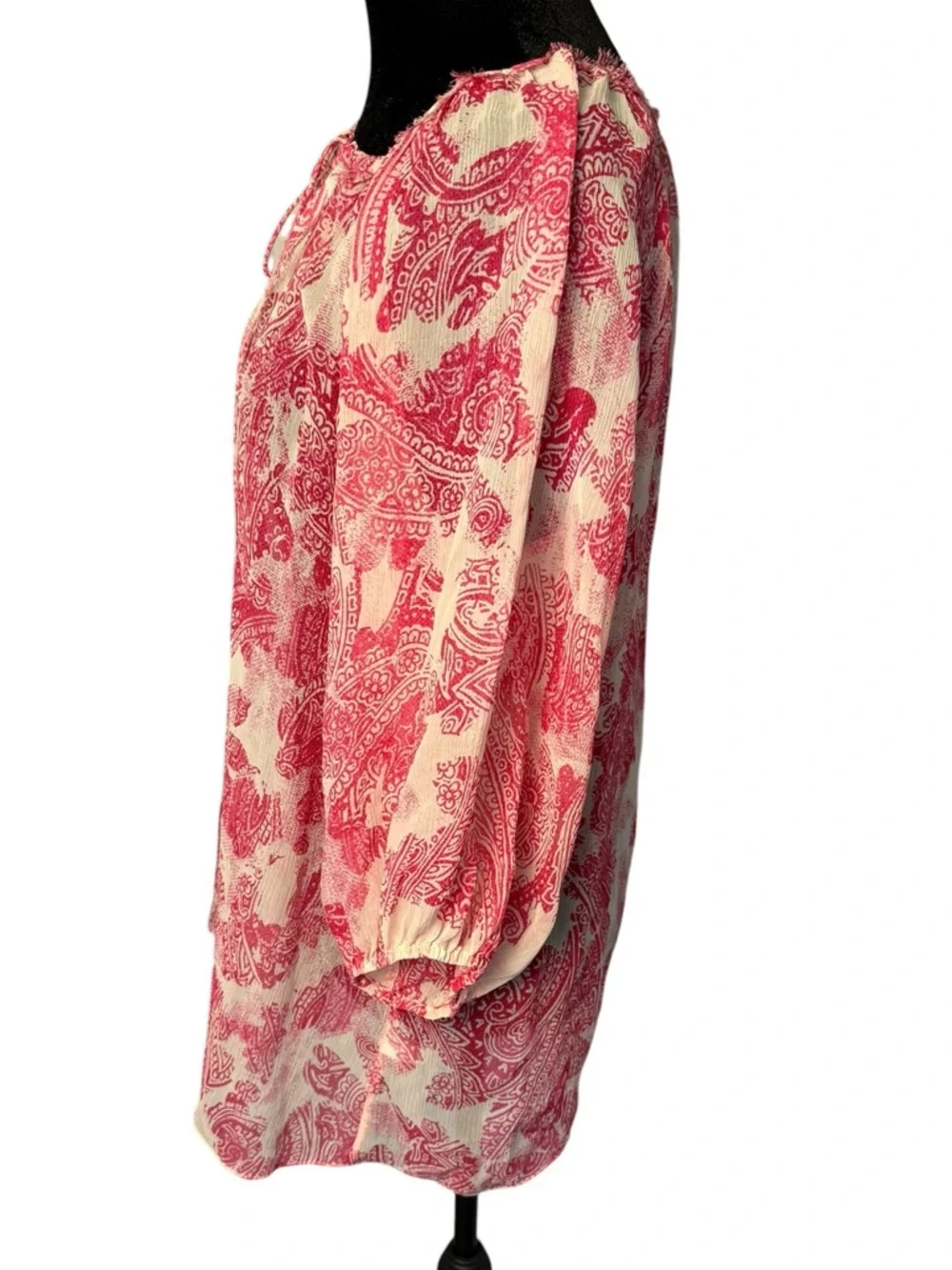 Banana Republic Pink Paisley 100% Silk Peasant Top M